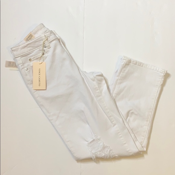NWT VINCE CAMUTO White Ripped Cropped Jeans sz 29 - Picture 3 of 10